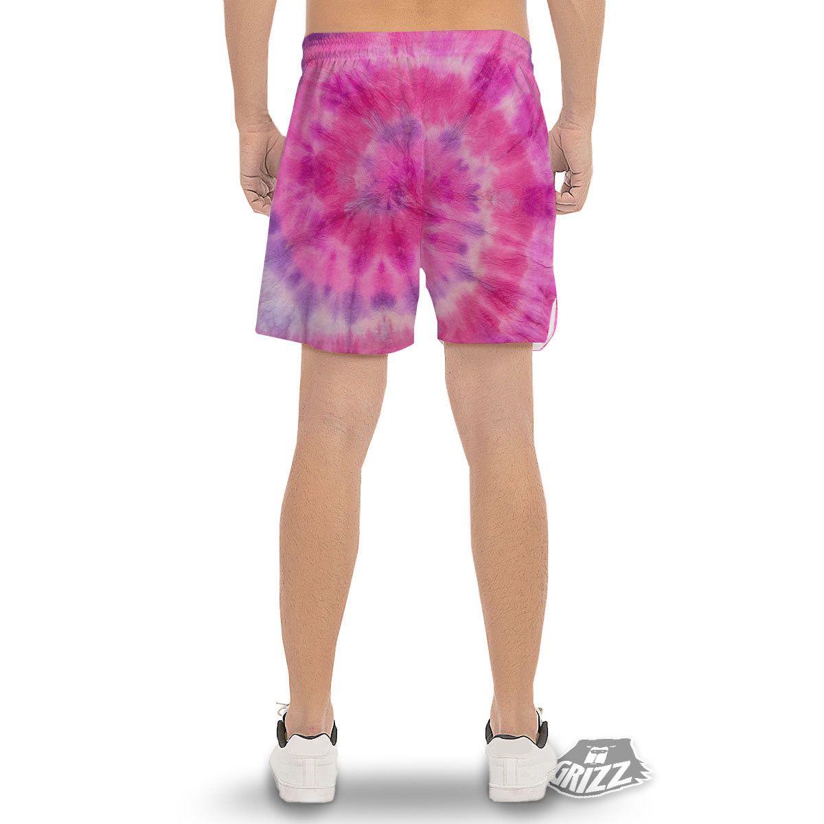 Double Pink Tie Dye Print Men's Gym Shorts-grizzshop