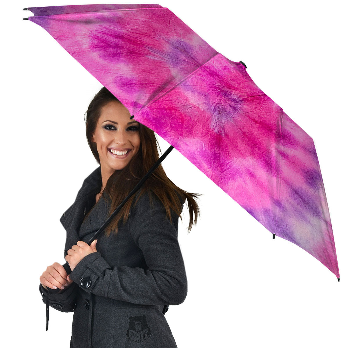 Double Pink Tie Dye Print Umbrella-grizzshop