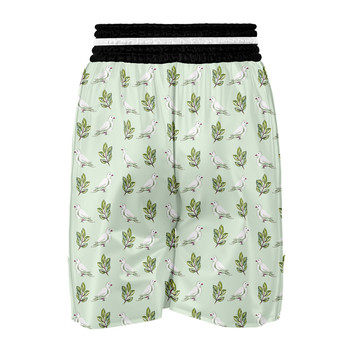 Dove And Leaf Green Print Pattern Boxing Shorts-grizzshop