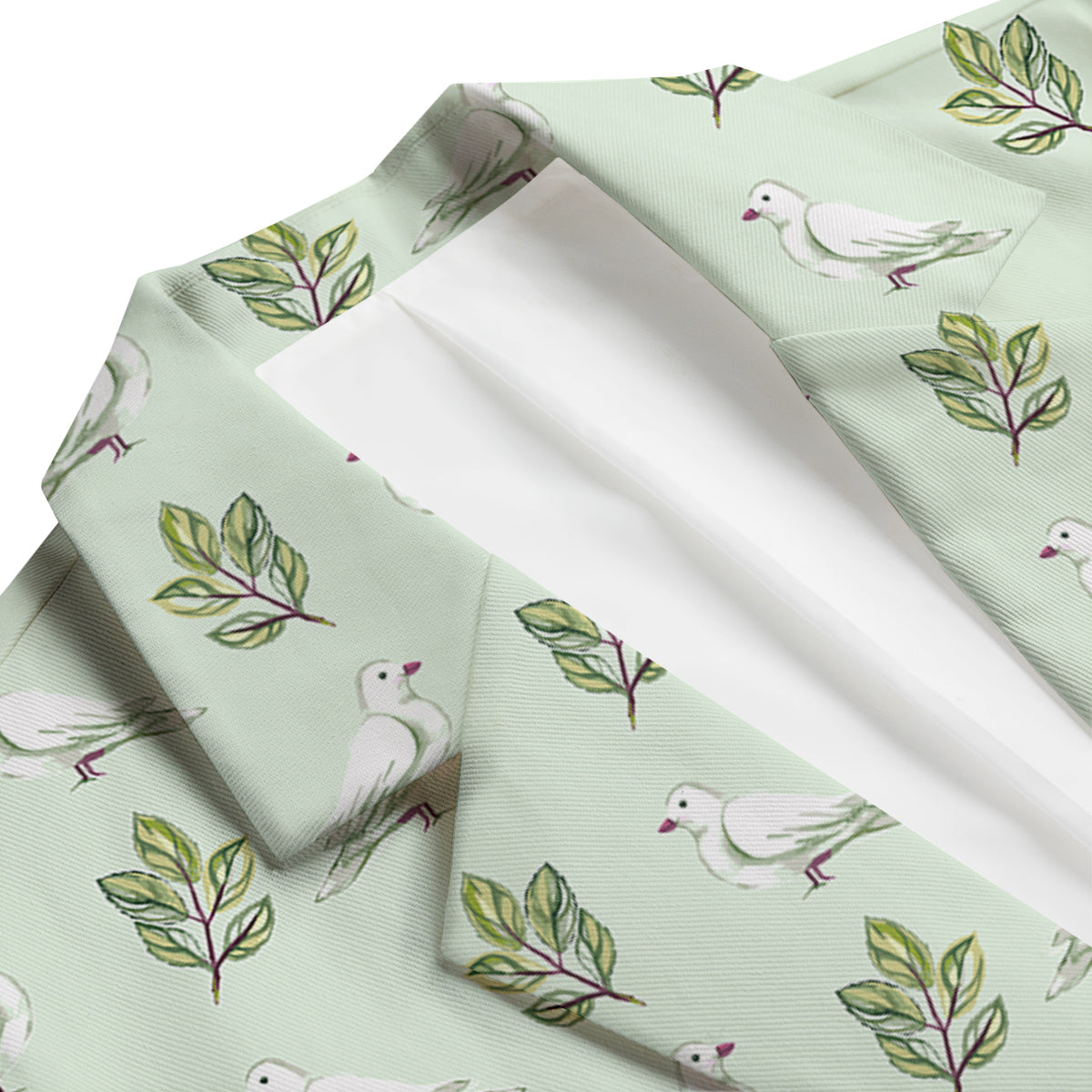 Dove And Leaf Green Print Pattern Men's Blazer-grizzshop