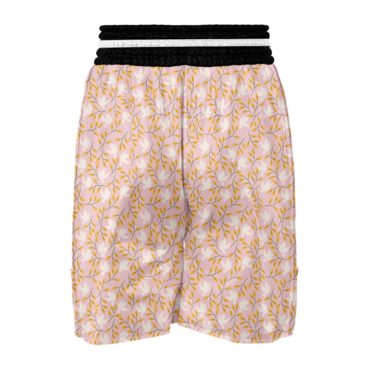 Dove Pink And Leaf Print Pattern Boxing Shorts-grizzshop