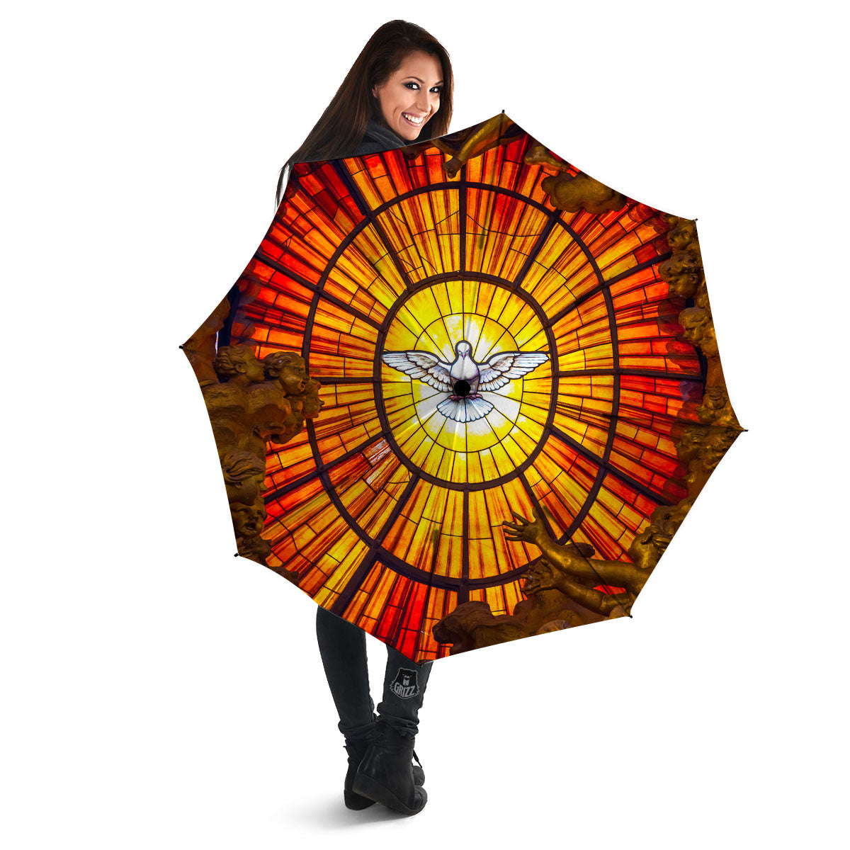 Dove Stained Holy Spirit Glass Print Umbrella-grizzshop
