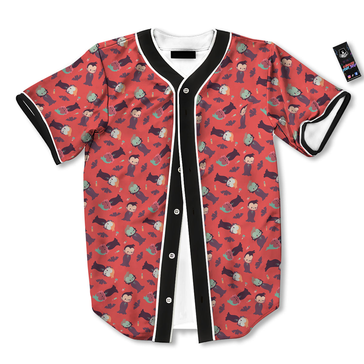 Dracula Cartoon Print Pattern Baseball Jersey-grizzshop