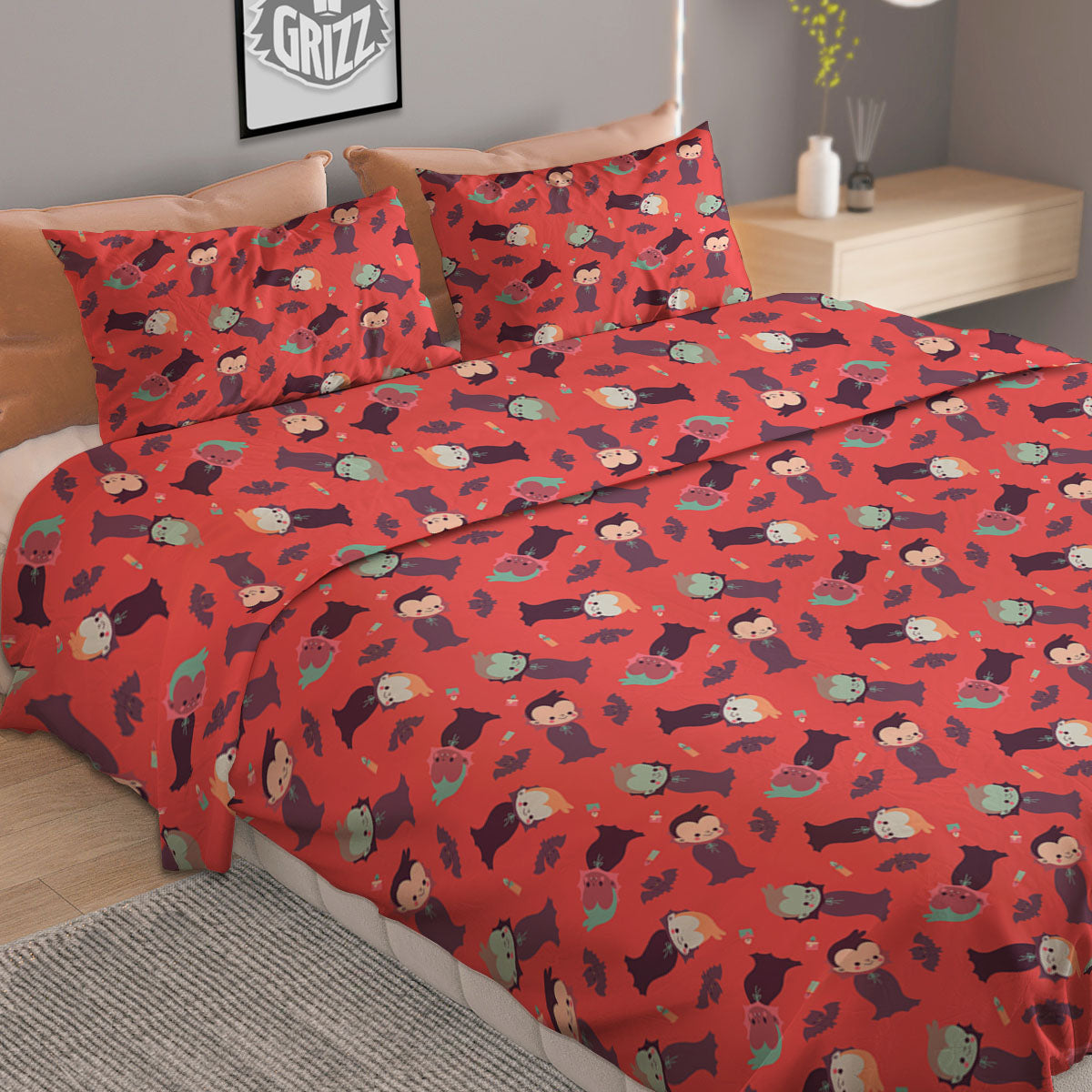 Feather Black And Gold Print Pattern Duvet Cover Bedding Set