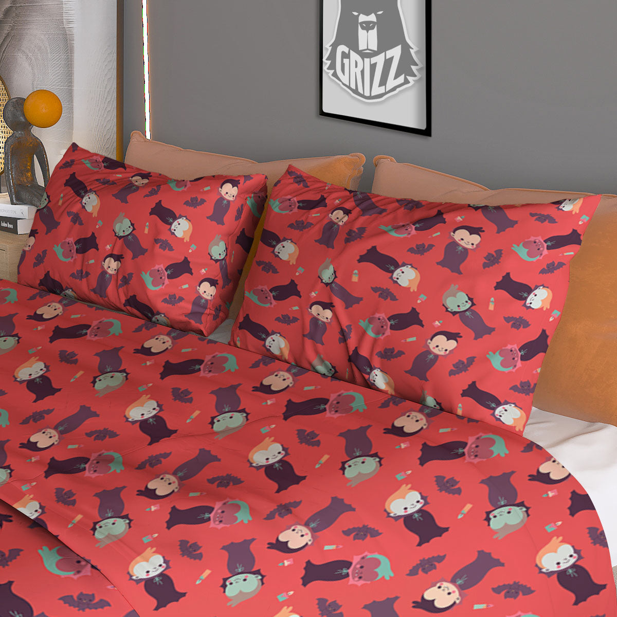 Feather Black And Gold Print Pattern Duvet Cover Bedding Set