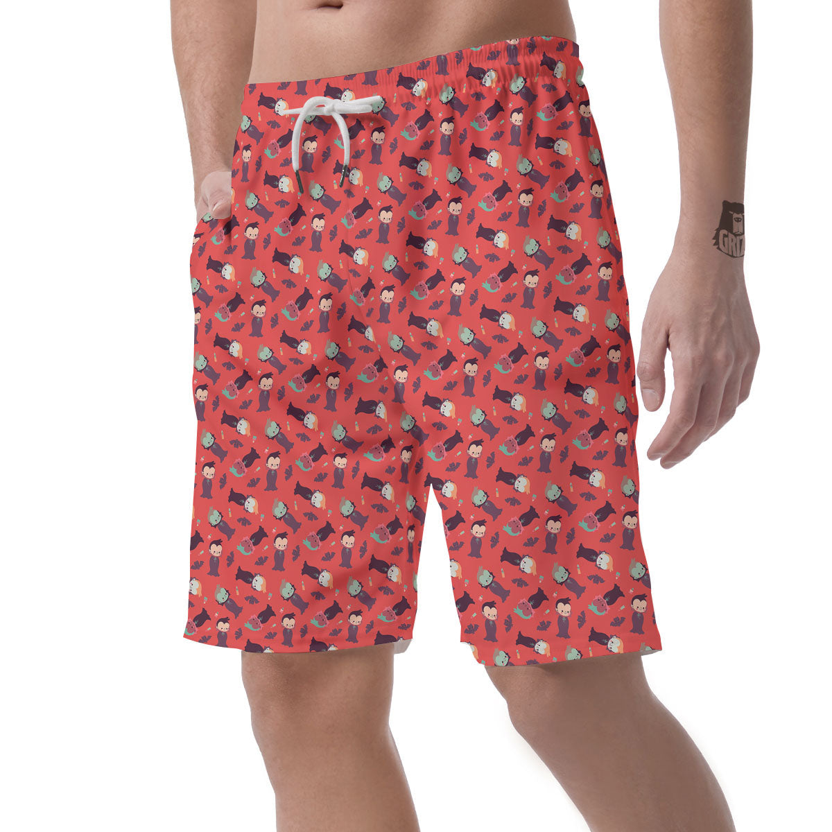 Dracula Cartoon Print Pattern Men's Shorts-grizzshop