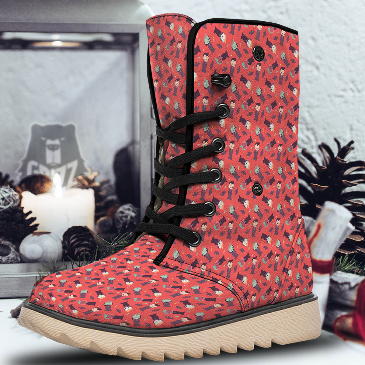 Dracula Cartoon Print Pattern Snow Boots-grizzshop