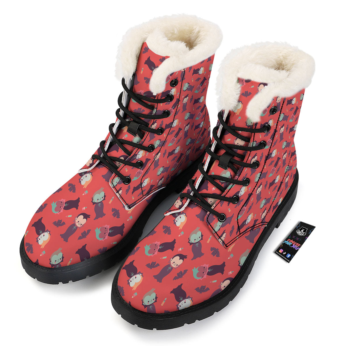 Dracula Cartoon Print Pattern Winter Boots-grizzshop