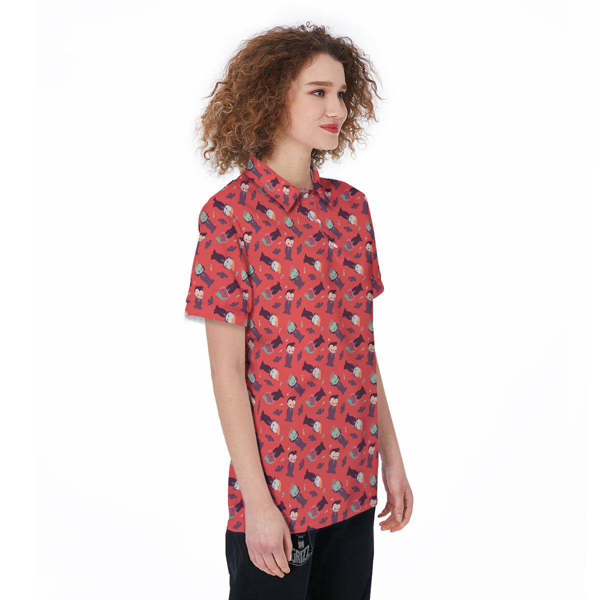 Dracula Cartoon Print Pattern Women's Golf Shirts-grizzshop