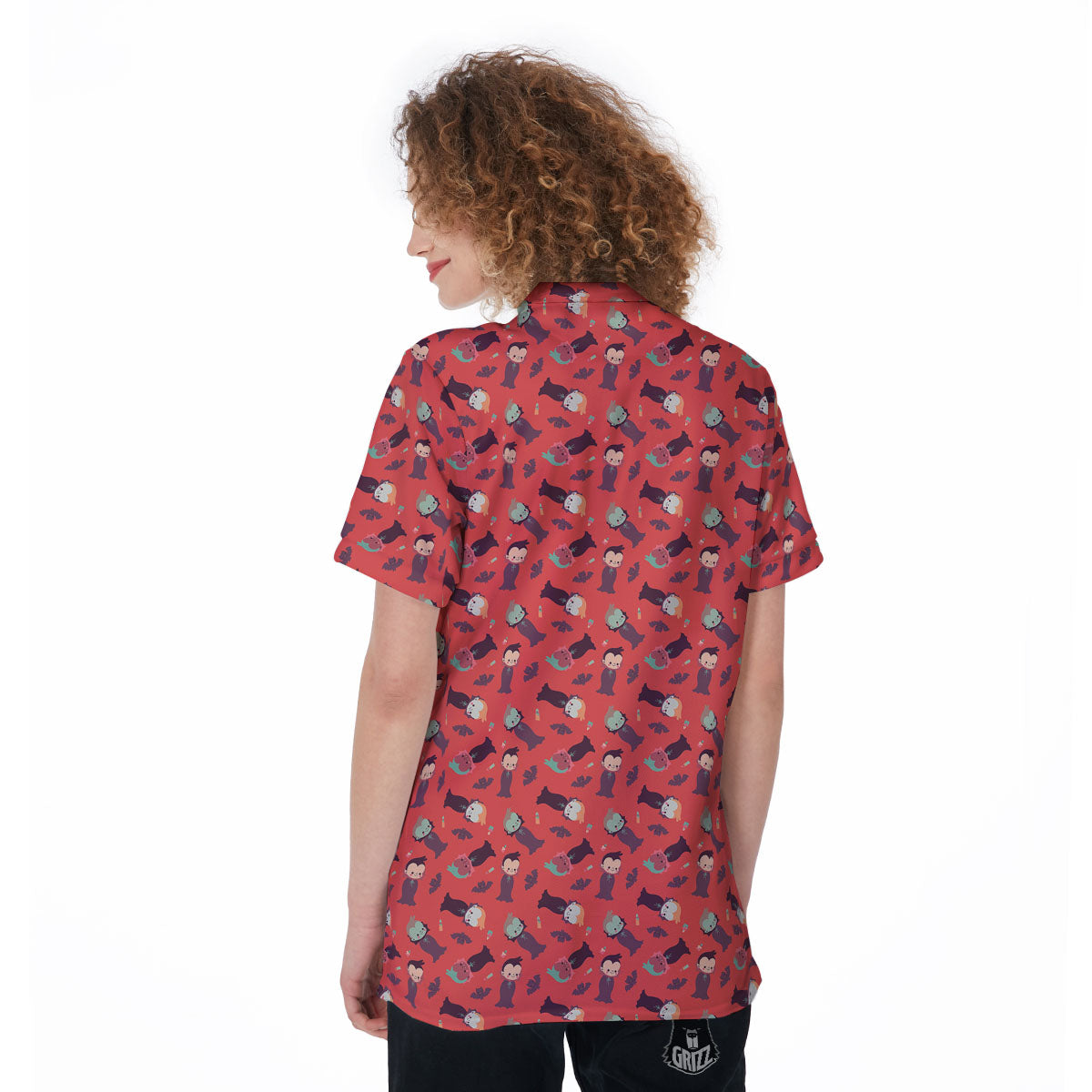 Dracula Cartoon Print Pattern Women's Golf Shirts-grizzshop