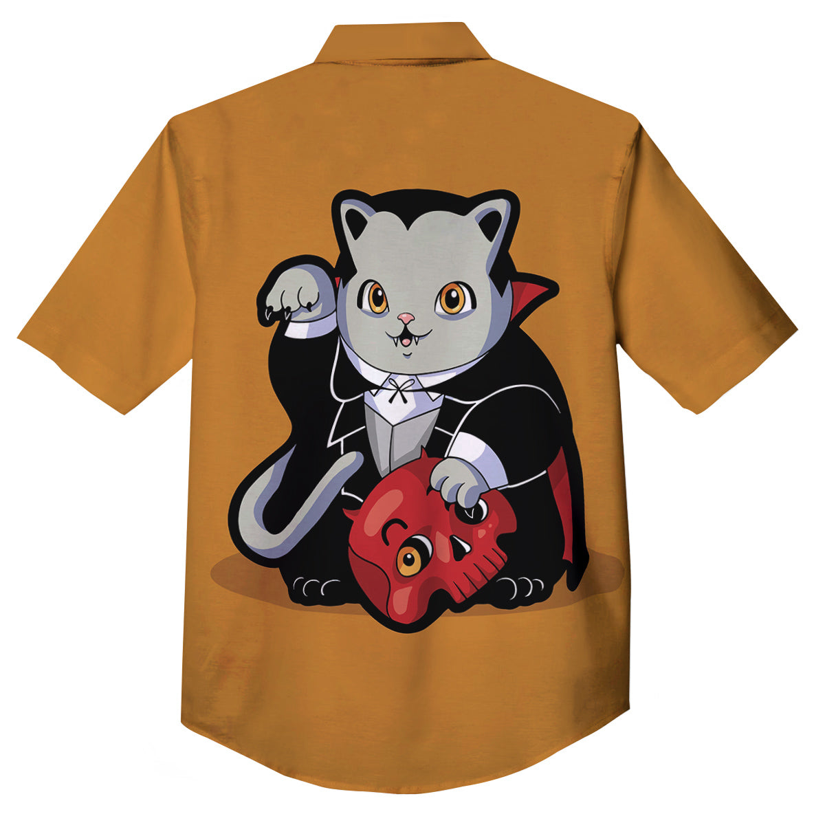 Dracula Cute Cat Print Button Up Shirt-grizzshop