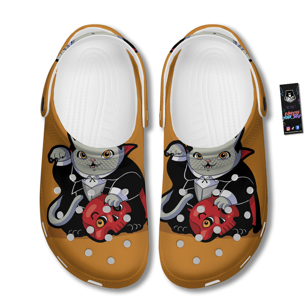 Dracula Cute Cat Print Clog-grizzshop