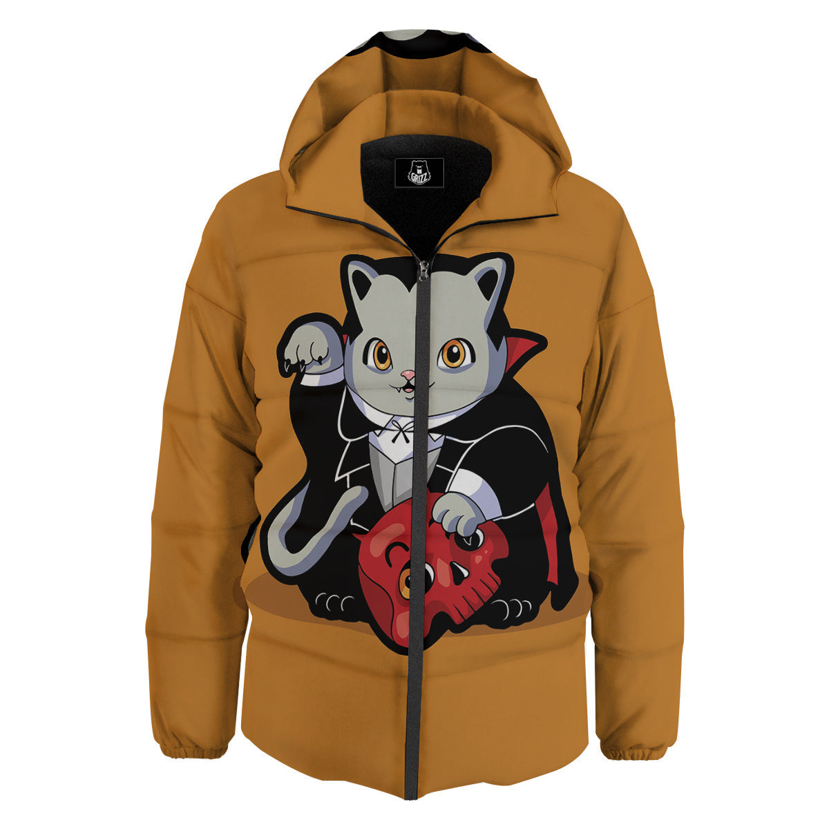 Dracula Cute Cat Print Down Jacket-grizzshop