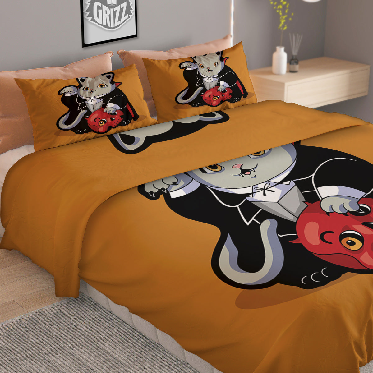Dracula Cute Cat Print Duvet Cover Bedding Set