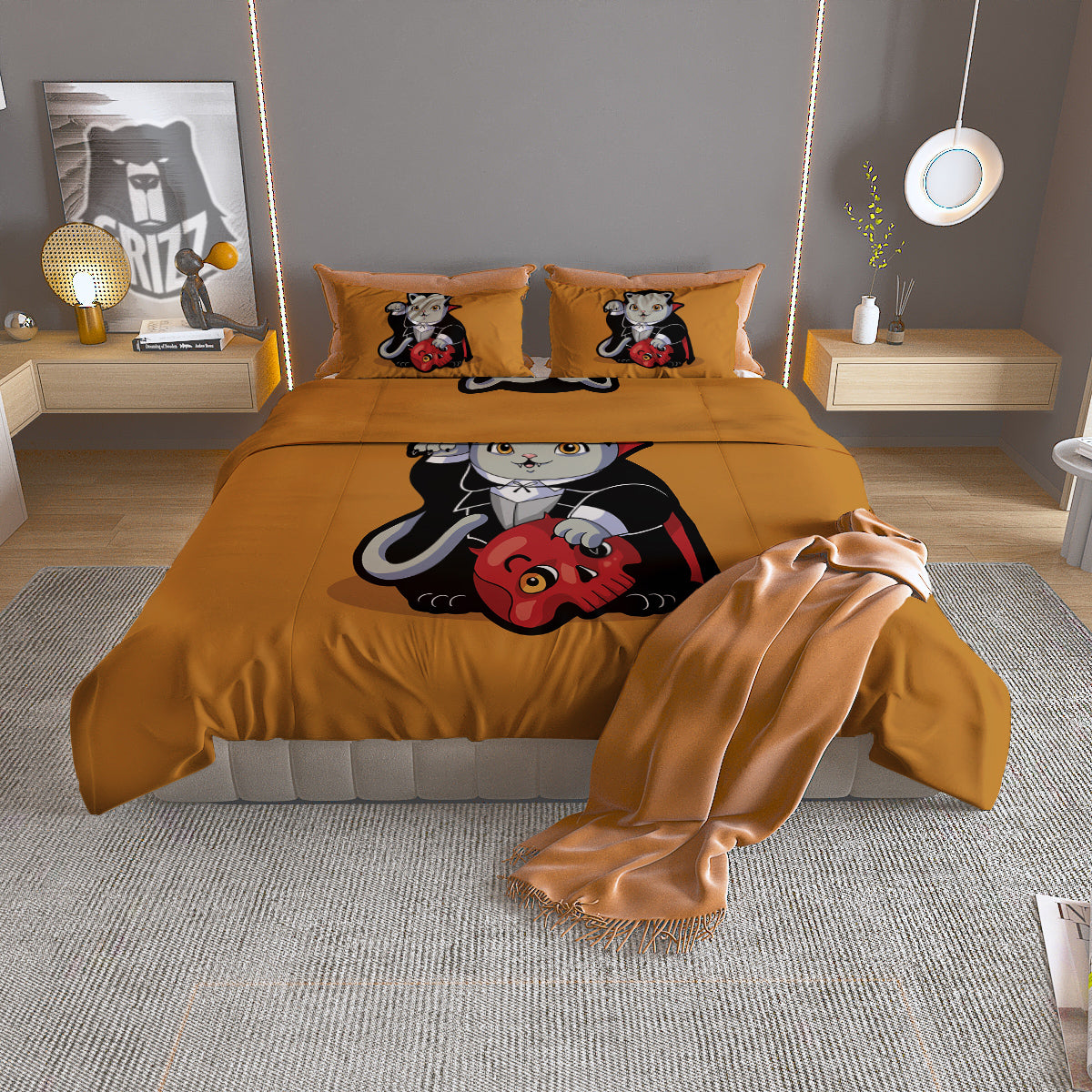 Dracula Cute Cat Print Duvet Cover Bedding Set