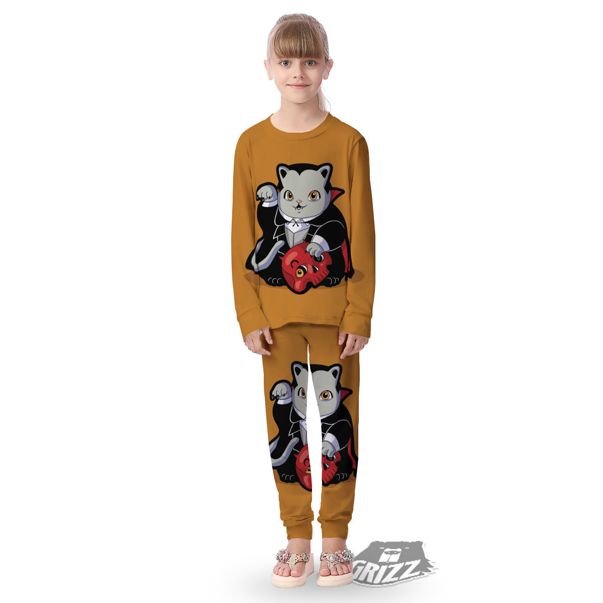 Dracula Cute Cat Print Kid's Pajamas-grizzshop