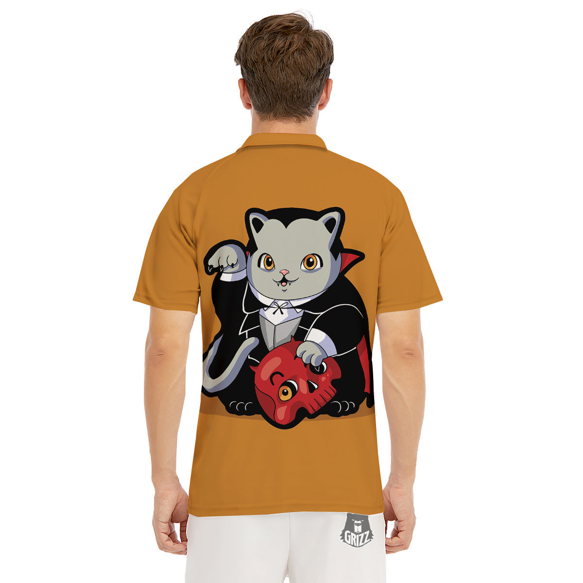 Dracula Cute Cat Print Men's Golf Shirts-grizzshop