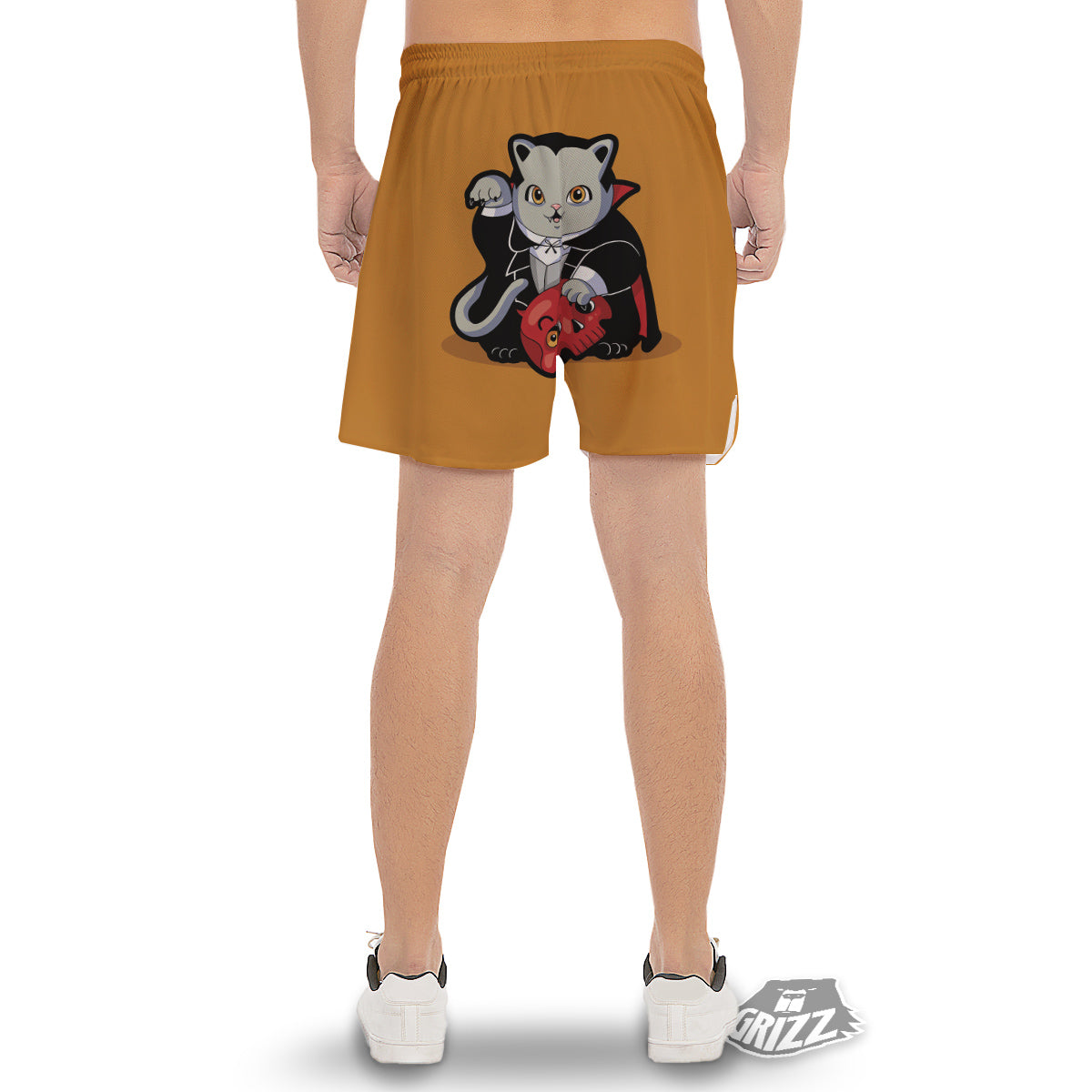 Dracula Cute Cat Print Men's Gym Shorts-grizzshop