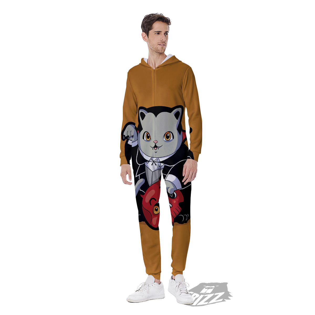 Dracula Cute Cat Print Men's Jumpsuit-grizzshop