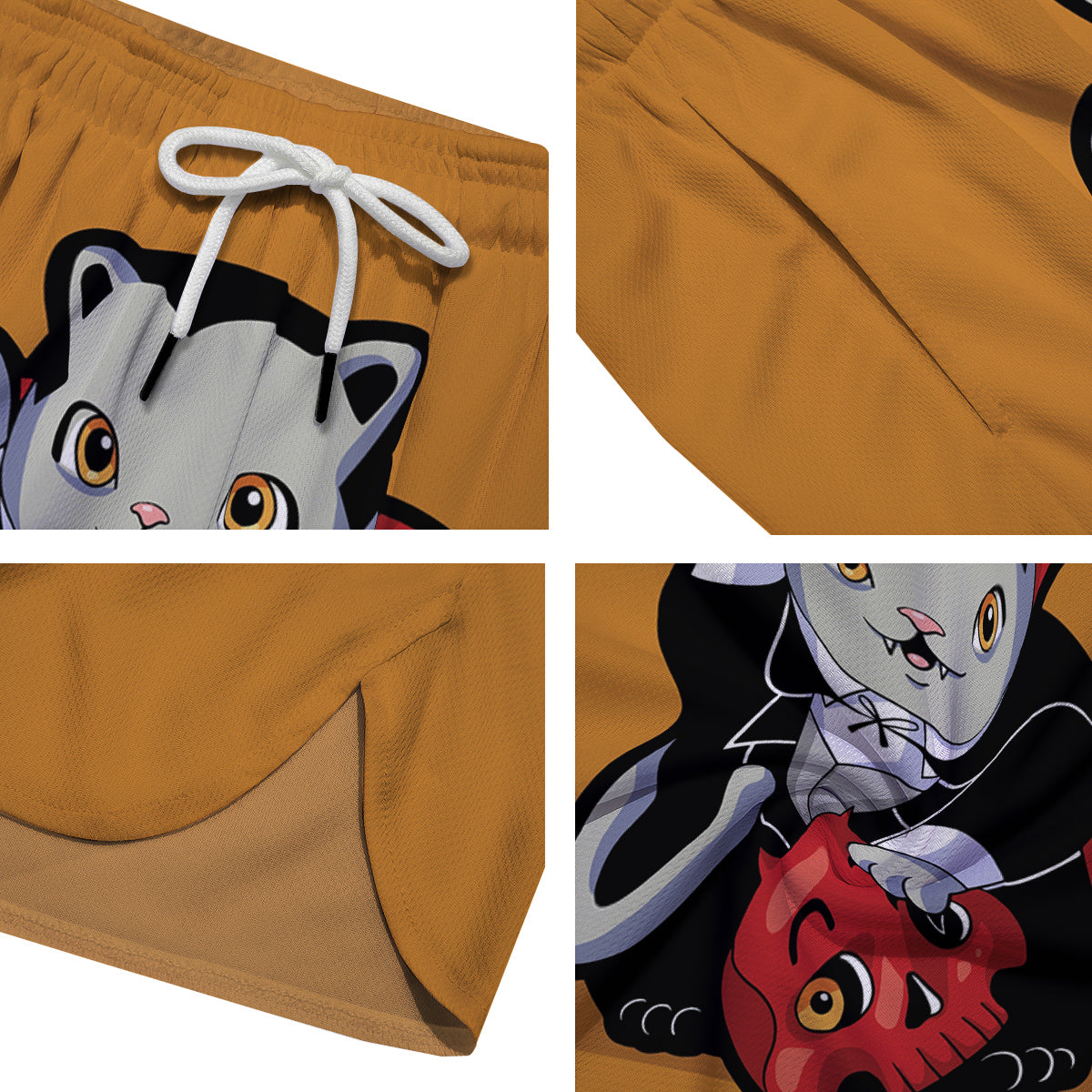 Dracula Cute Cat Print Men's Running Shorts-grizzshop