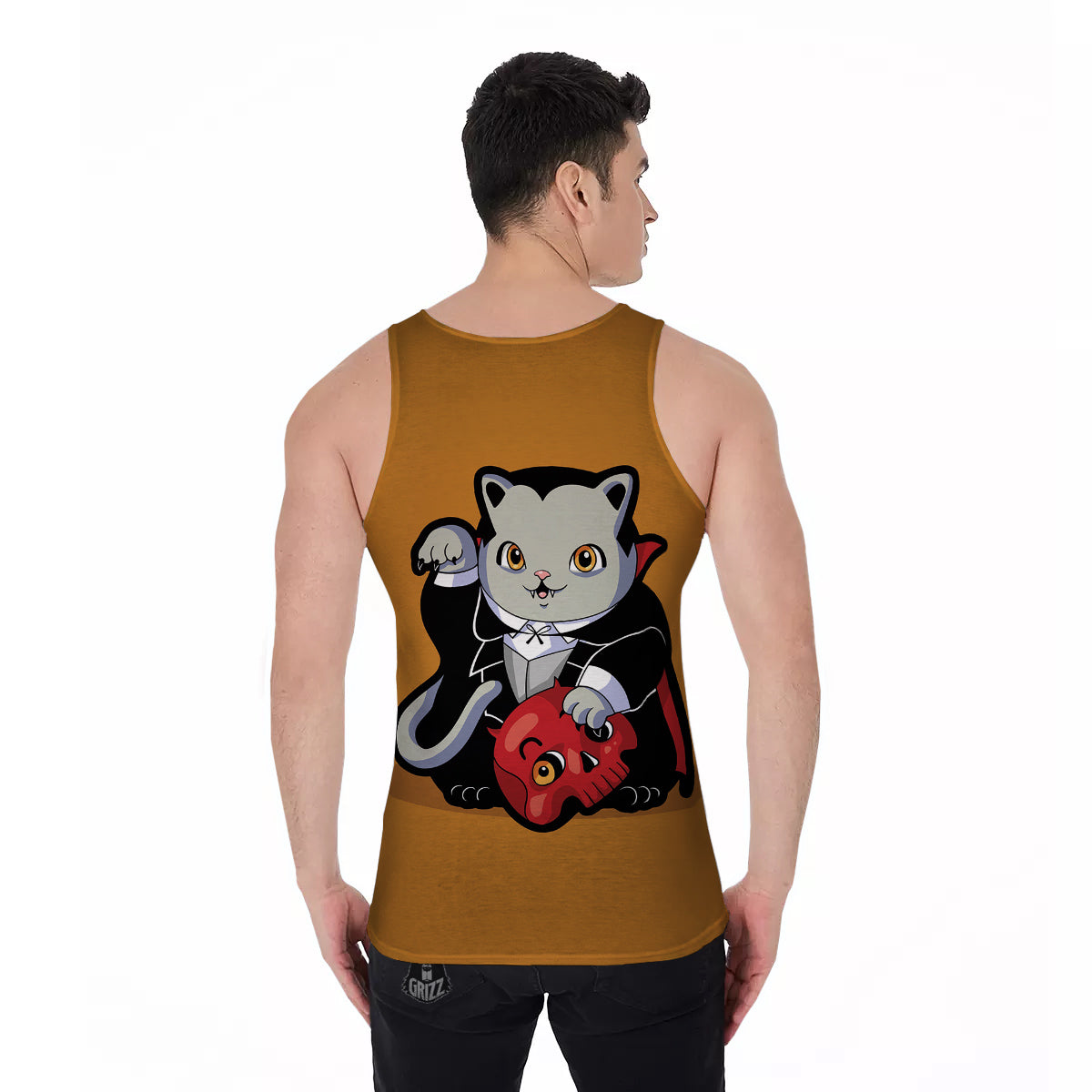 Dracula Cute Cat Print Men's Tank Top-grizzshop