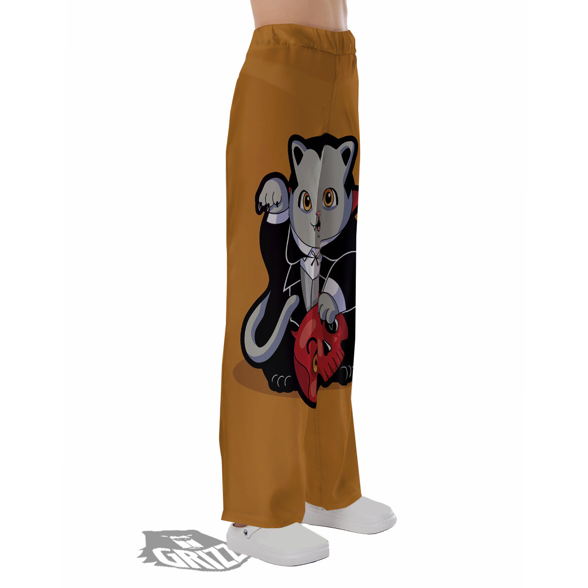 Dracula Cute Cat Print Pajama Pants-grizzshop