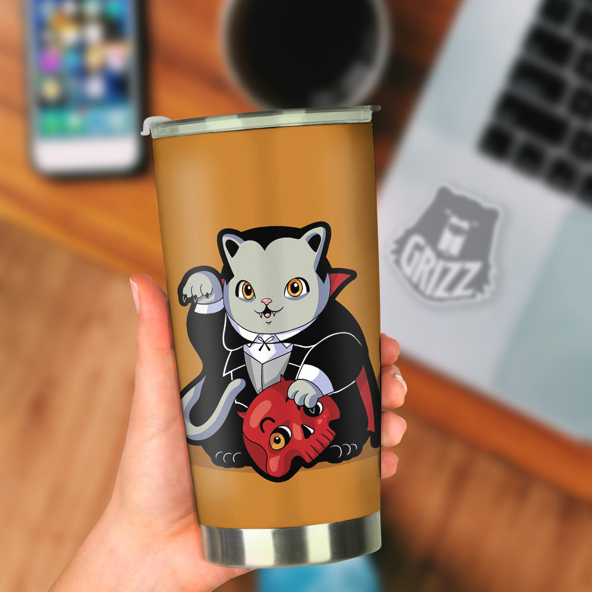 Dracula Cute Cat Print Tumbler-grizzshop
