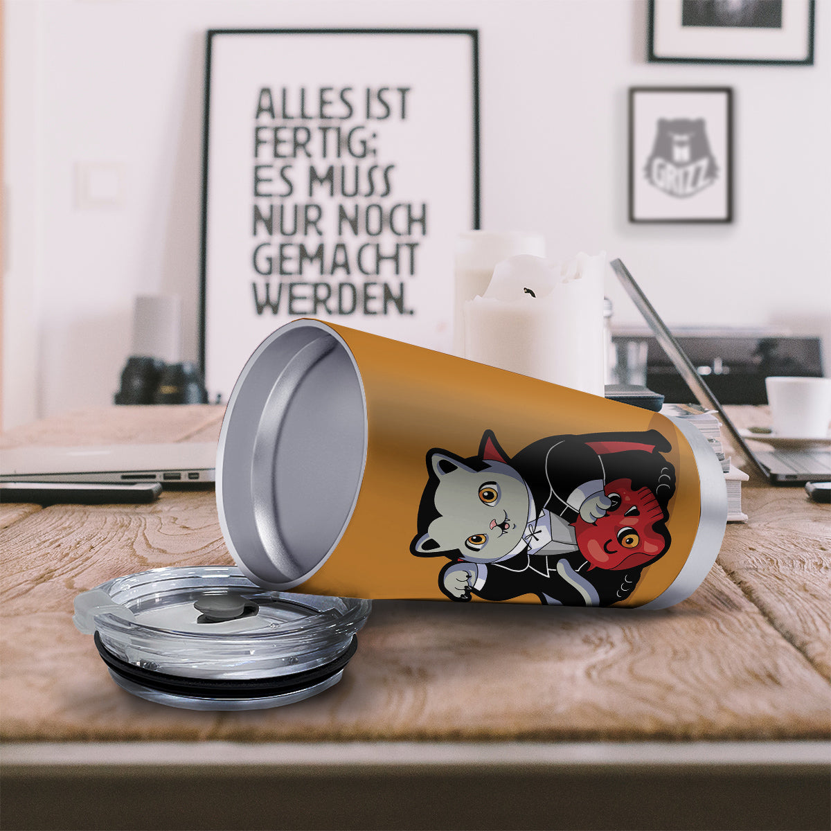 Dracula Cute Cat Print Tumbler-grizzshop