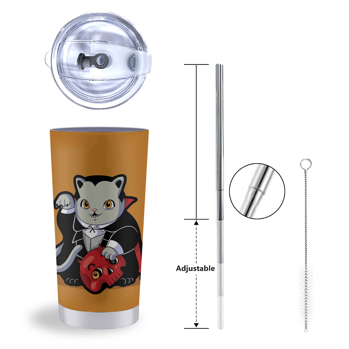 Dracula Cute Cat Print Tumbler-grizzshop