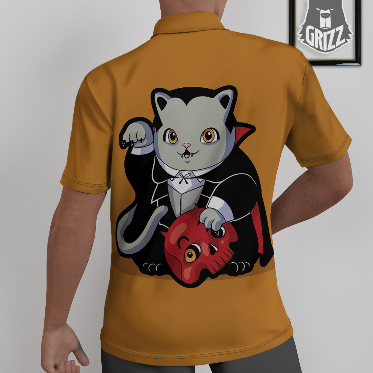 Dracula Cute Cat Print Untucked Shirts-grizzshop