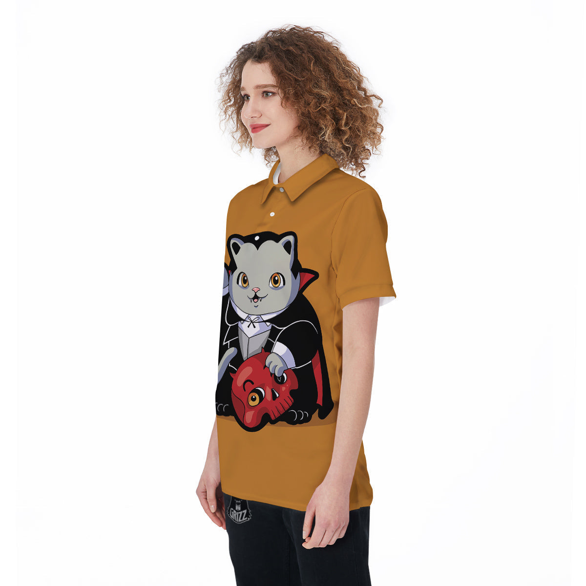 Dracula Cute Cat Print Women's Golf Shirts-grizzshop