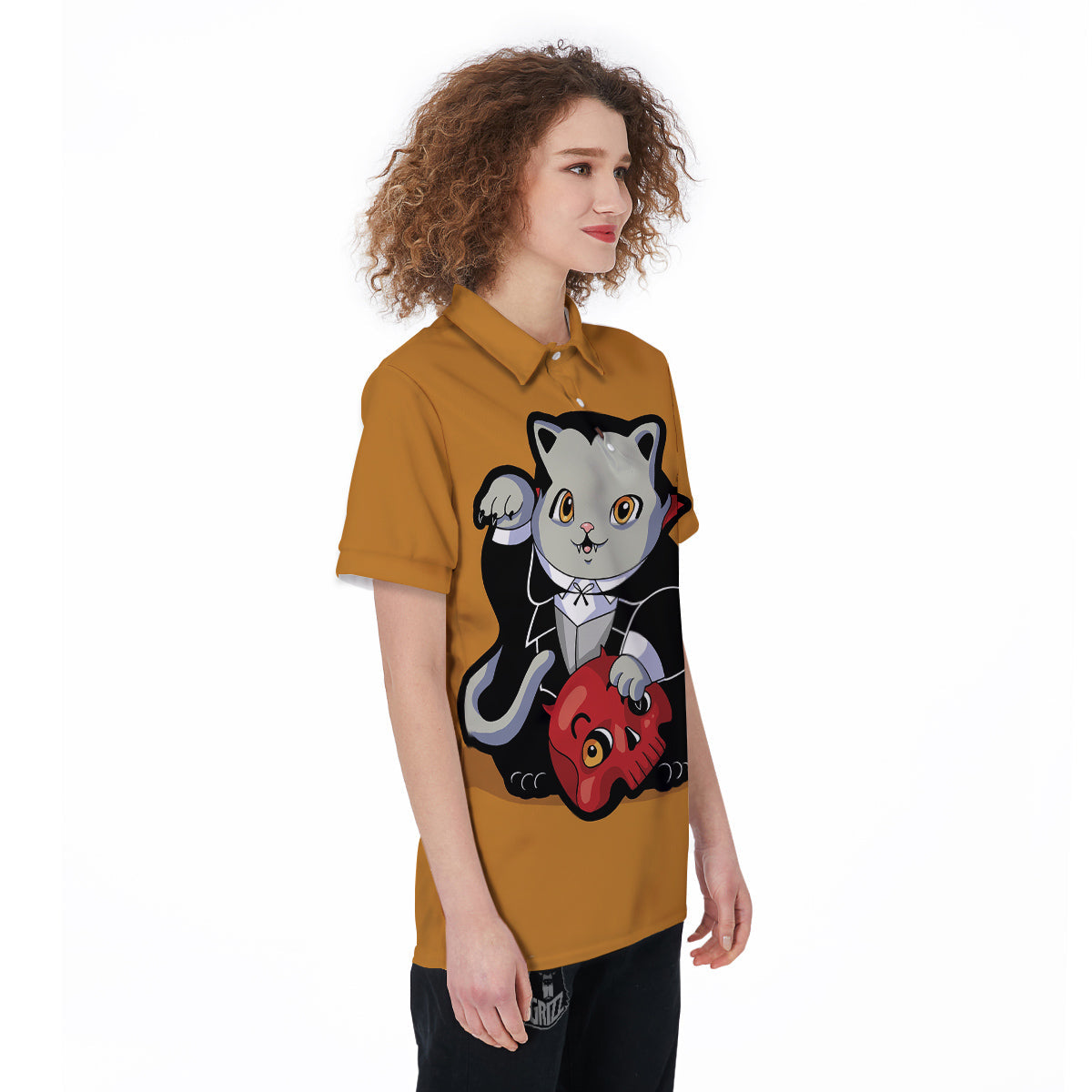 Dracula Cute Cat Print Women's Golf Shirts-grizzshop