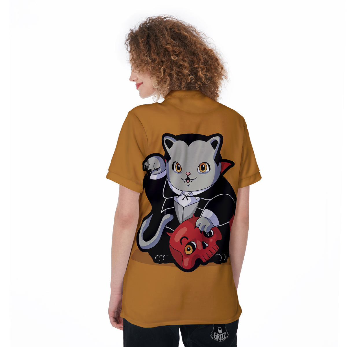 Dracula Cute Cat Print Women's Golf Shirts-grizzshop