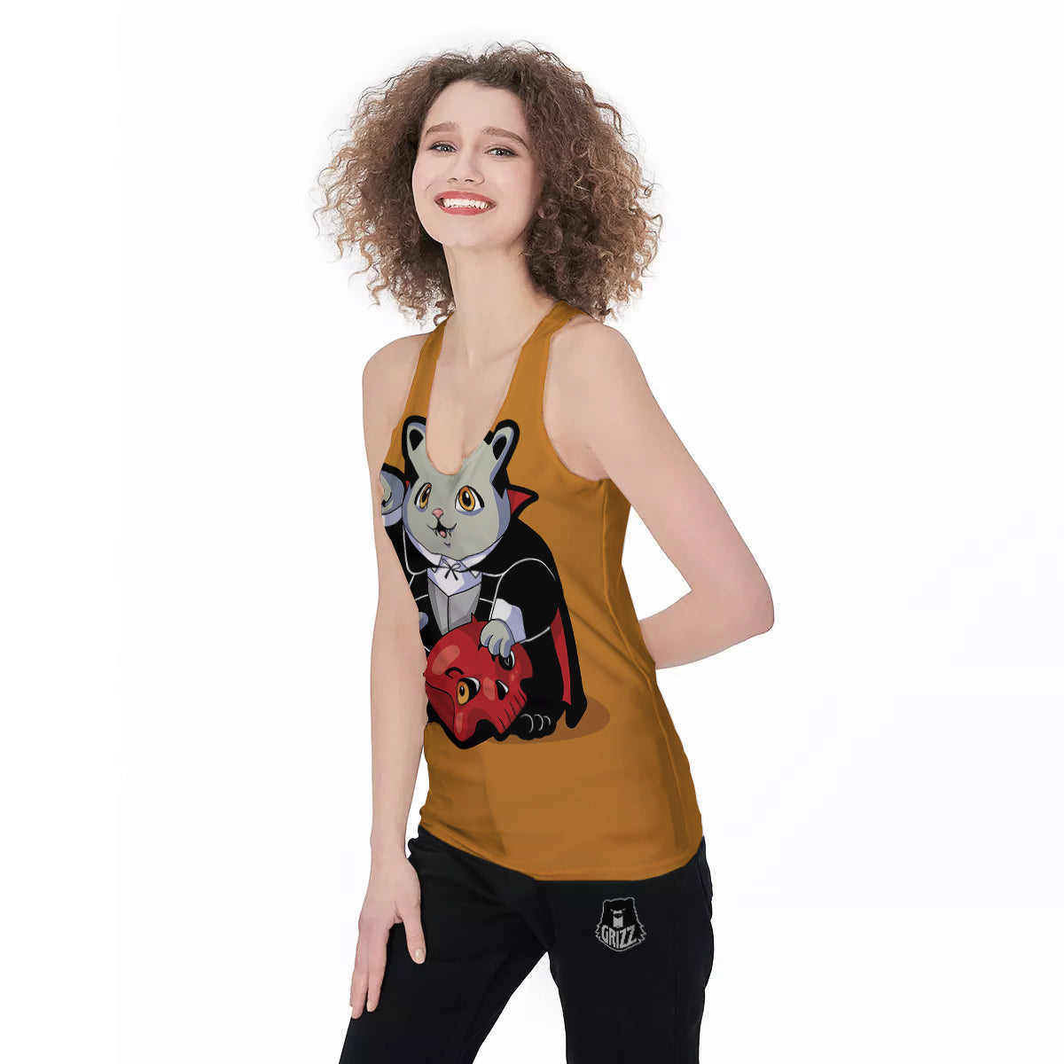 Dracula Cute Cat Print Women's Racerback Tank Top-grizzshop