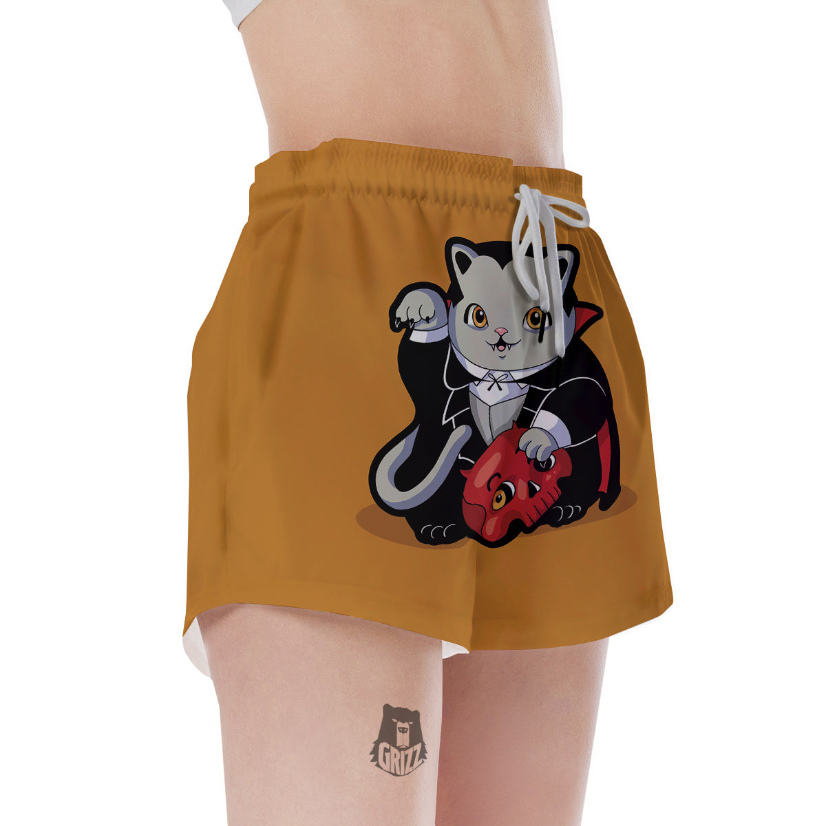 Dracula Cute Cat Print Women's Shorts-grizzshop