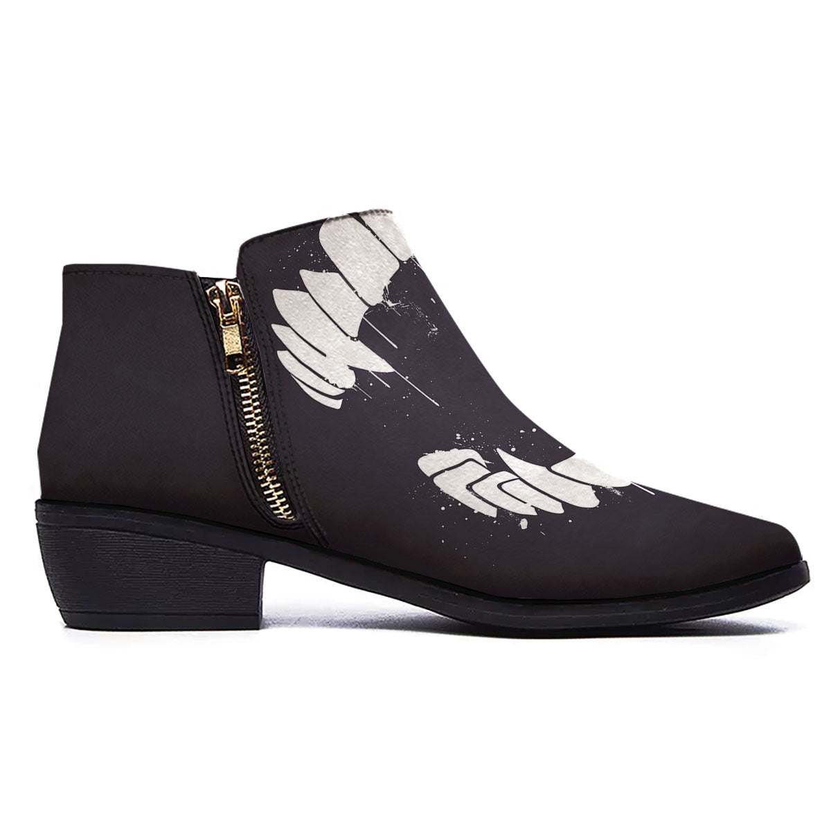 Dracula Fang Print Ankle Boots-grizzshop