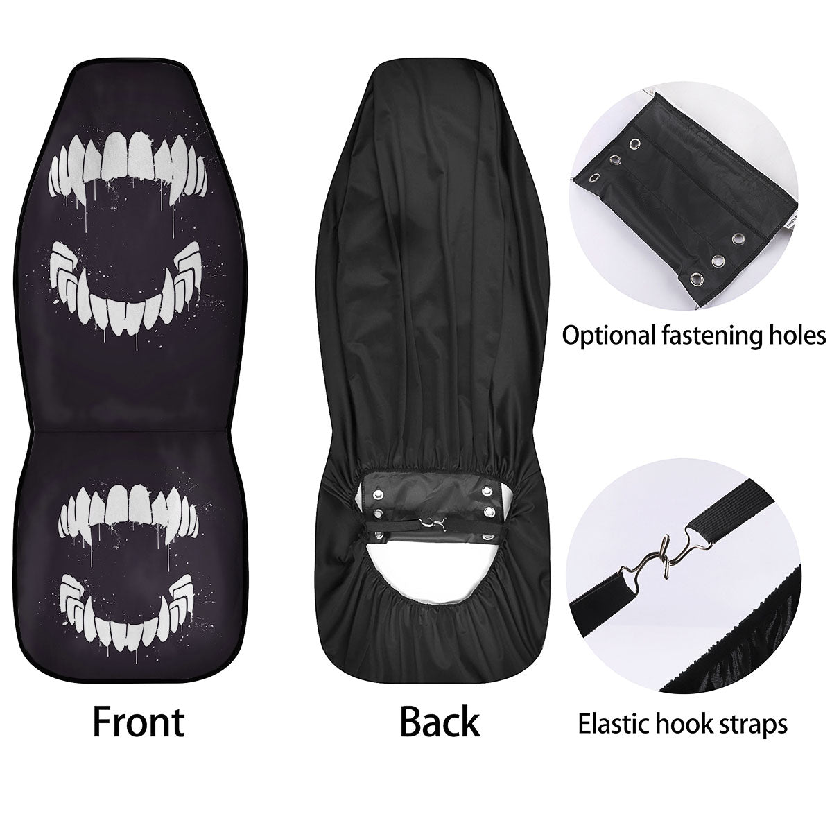 Dracula Fang Print Car Seat Covers-grizzshop