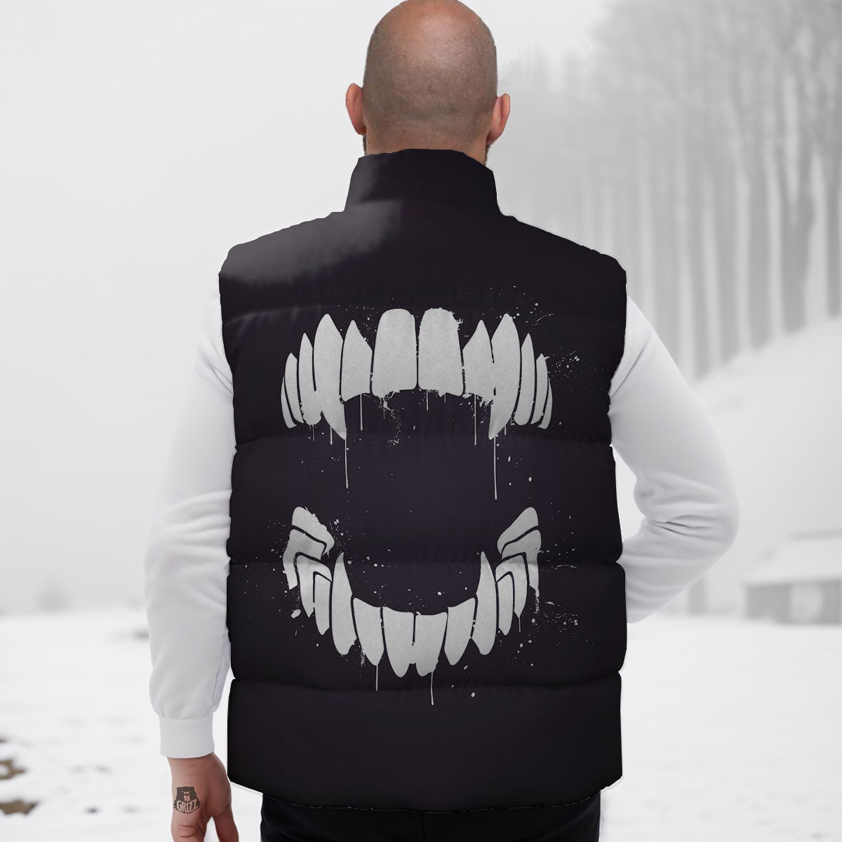 Dracula Fang Print Down Vest