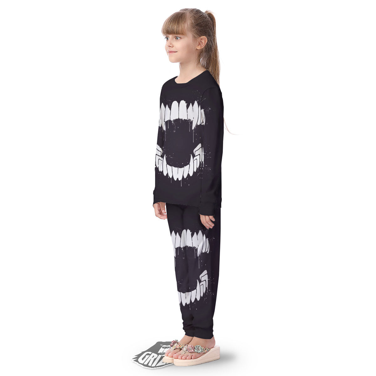 Dracula Fang Print Kid's Pajamas-grizzshop
