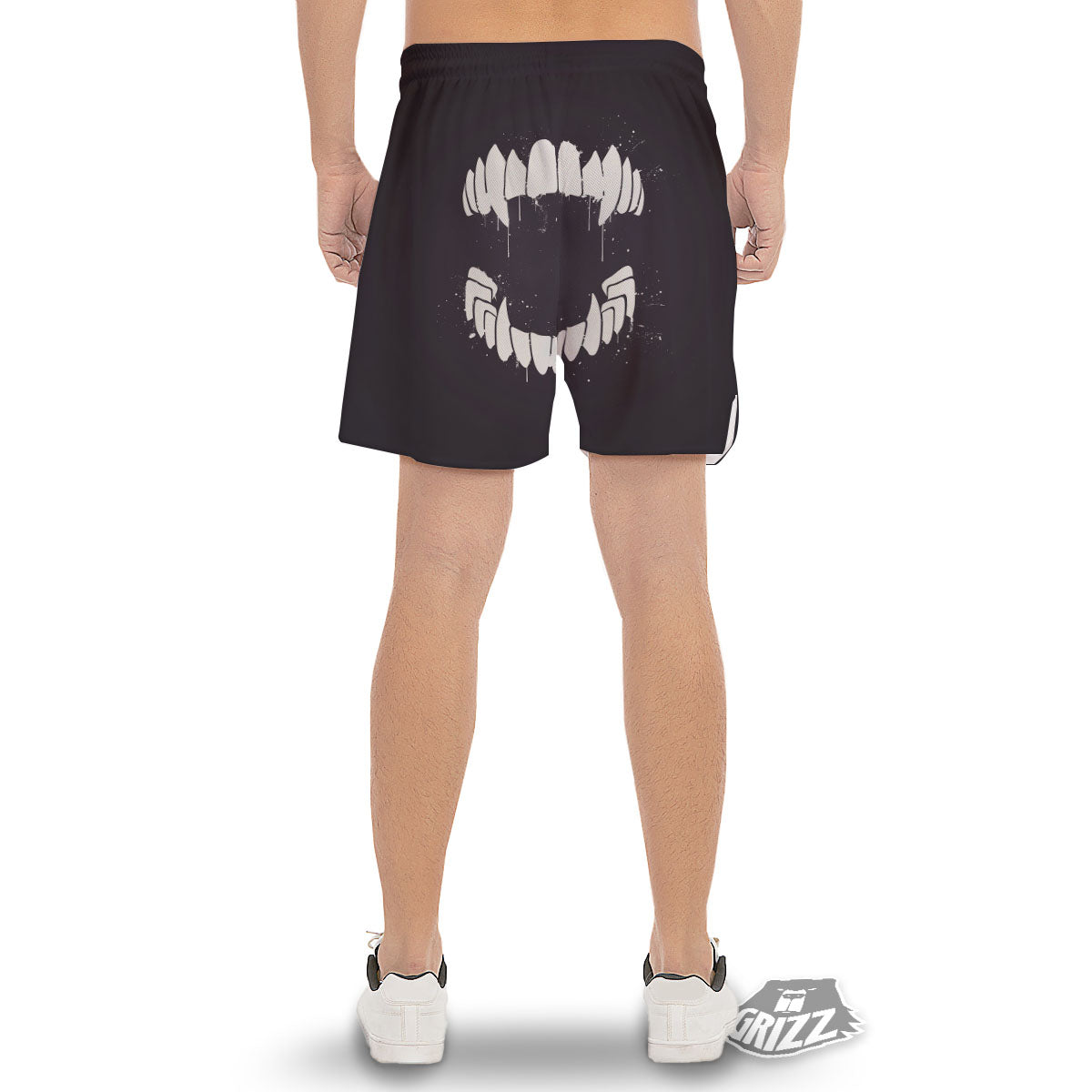 Dracula Fang Print Men's Gym Shorts-grizzshop