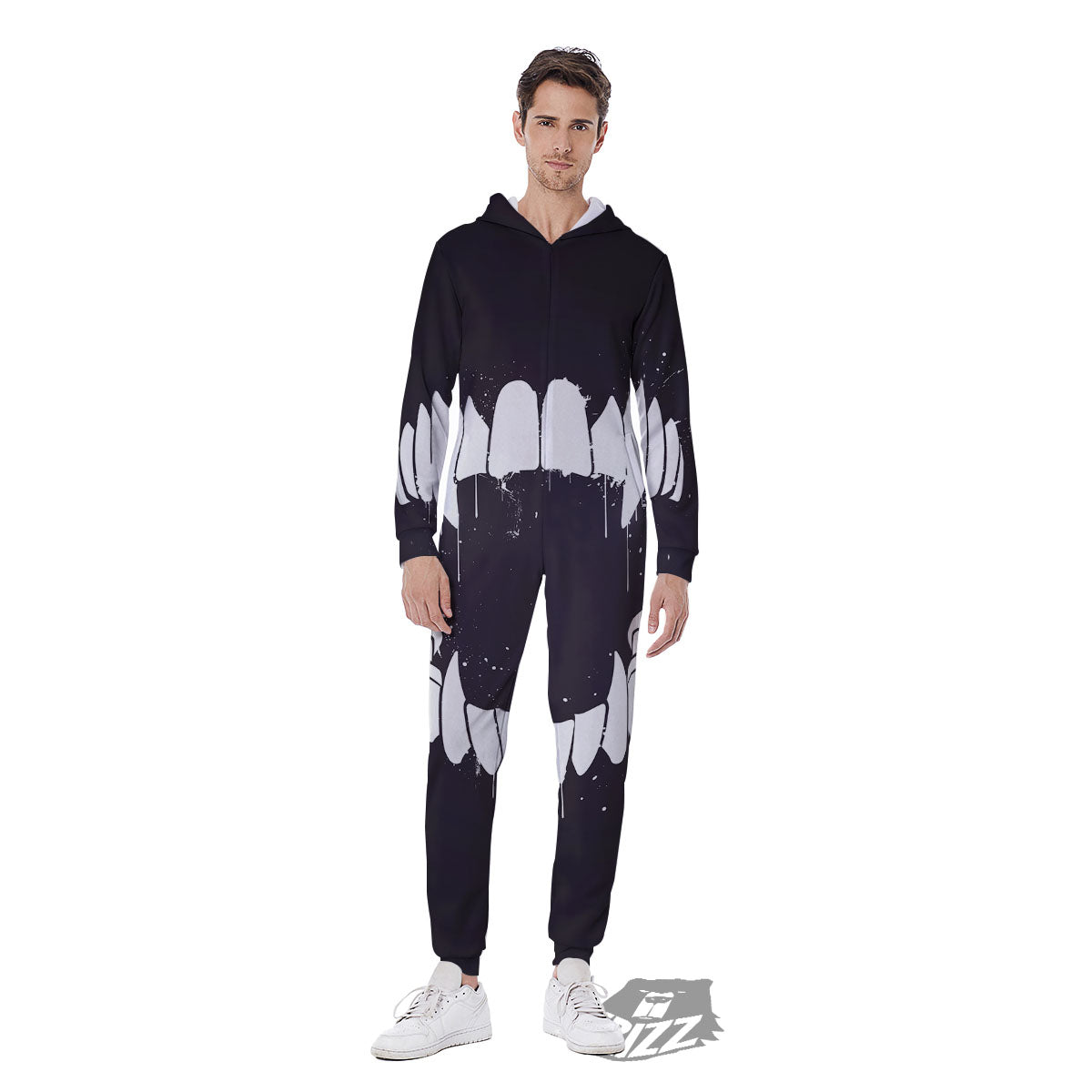Dracula Fang Print Men's Jumpsuit-grizzshop