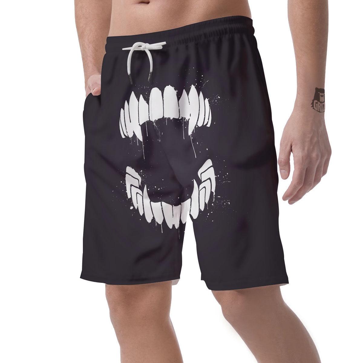 Dracula Fang Print Men's Shorts-grizzshop