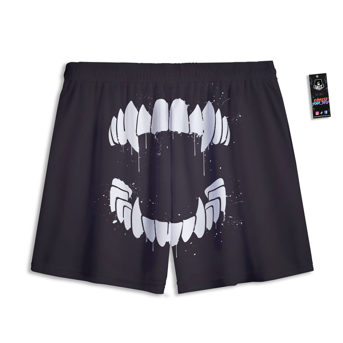 Dracula Fang Print Mesh Shorts