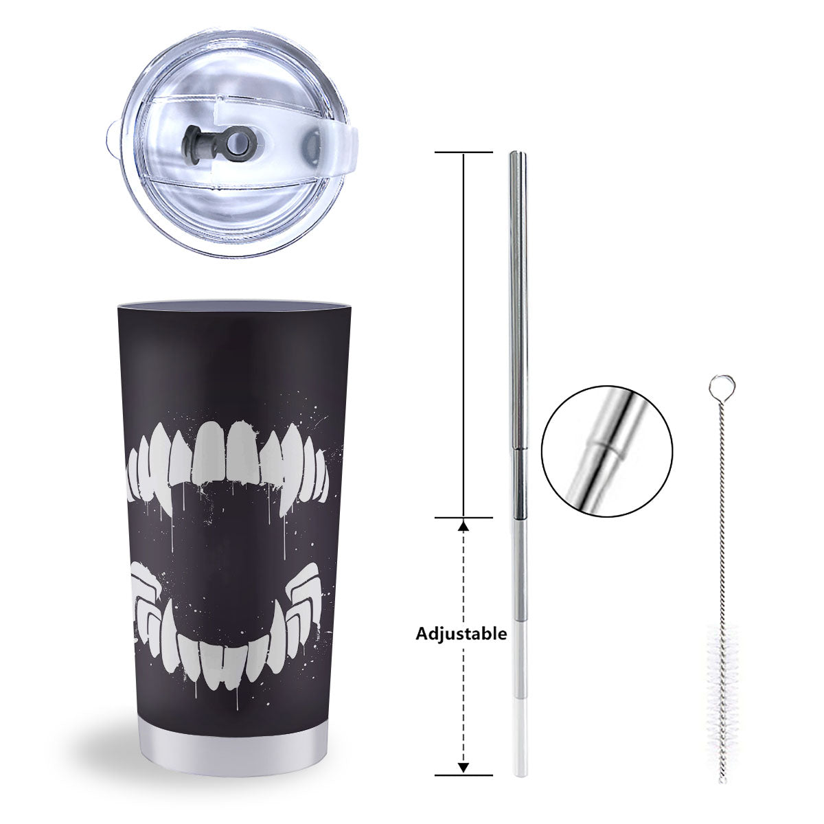 Dracula Fang Print Tumbler-grizzshop