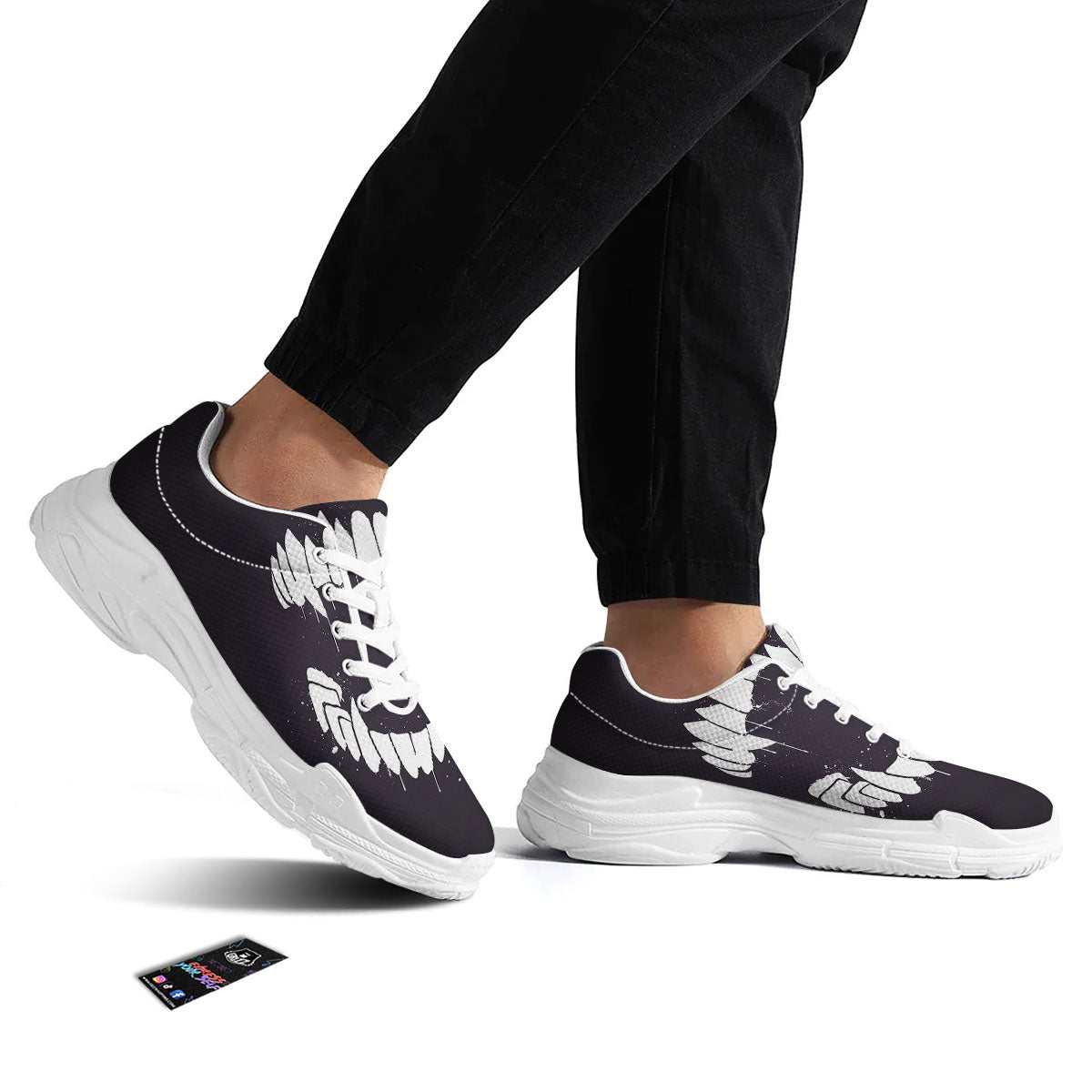 Dracula Fang Print White Chunky Shoes-grizzshop