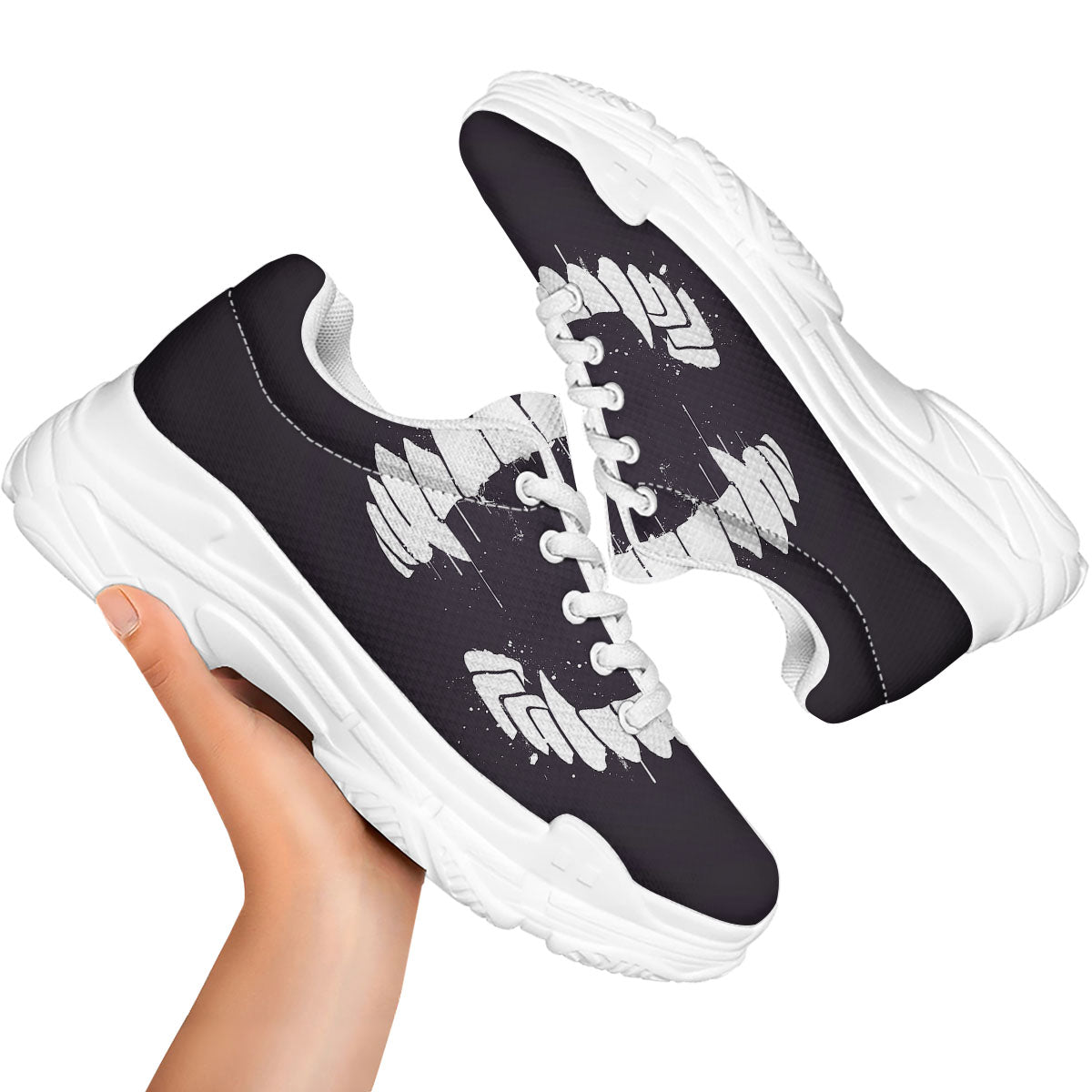 Dracula Fang Print White Chunky Shoes-grizzshop