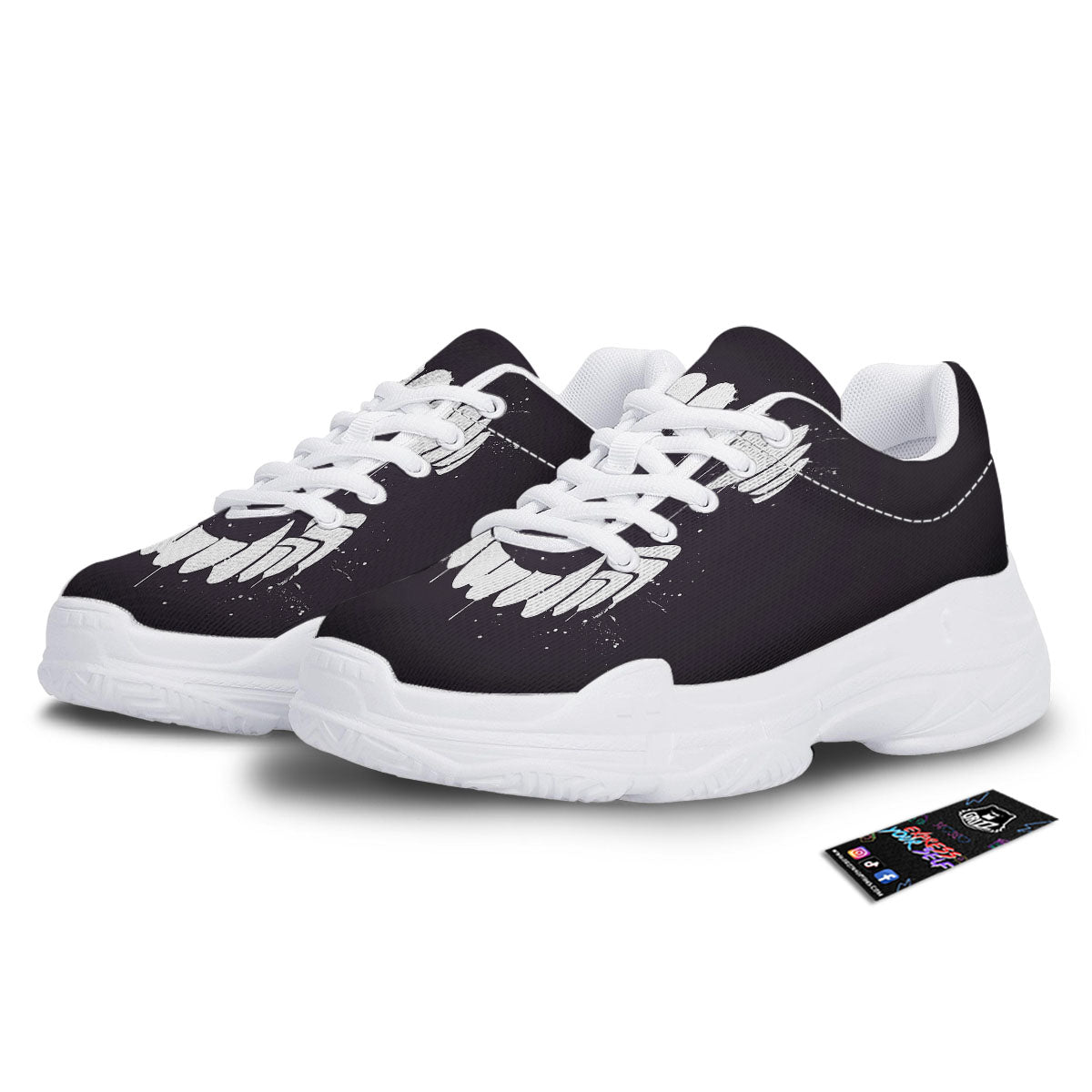 Dracula Fang Print White Chunky Shoes-grizzshop