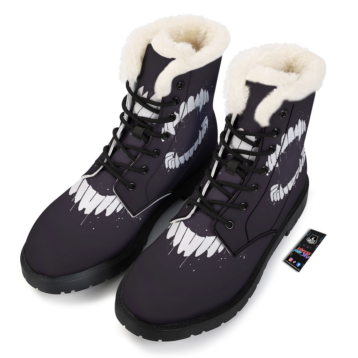 Dracula Fang Print Winter Boots-grizzshop