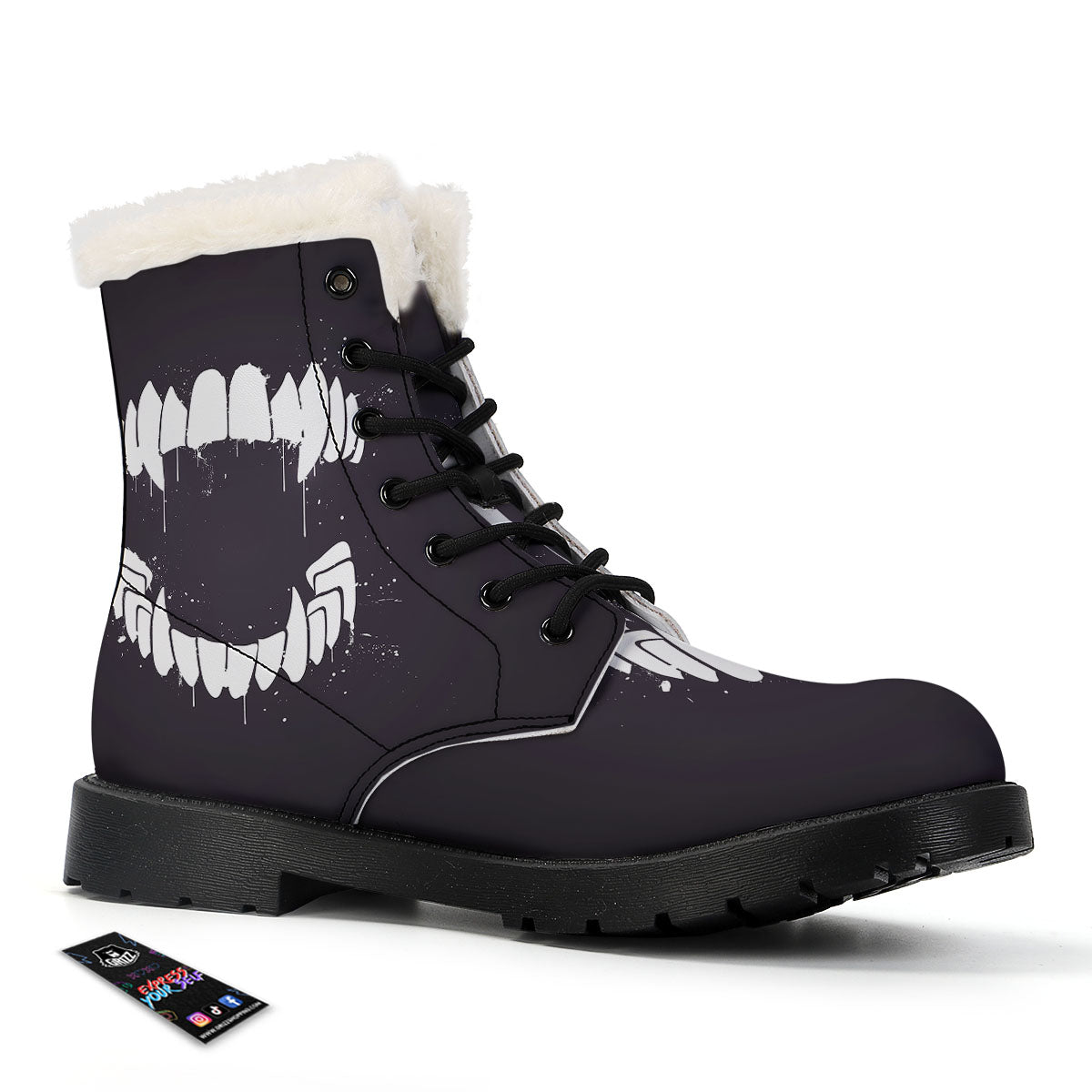 Dracula Fang Print Winter Boots-grizzshop