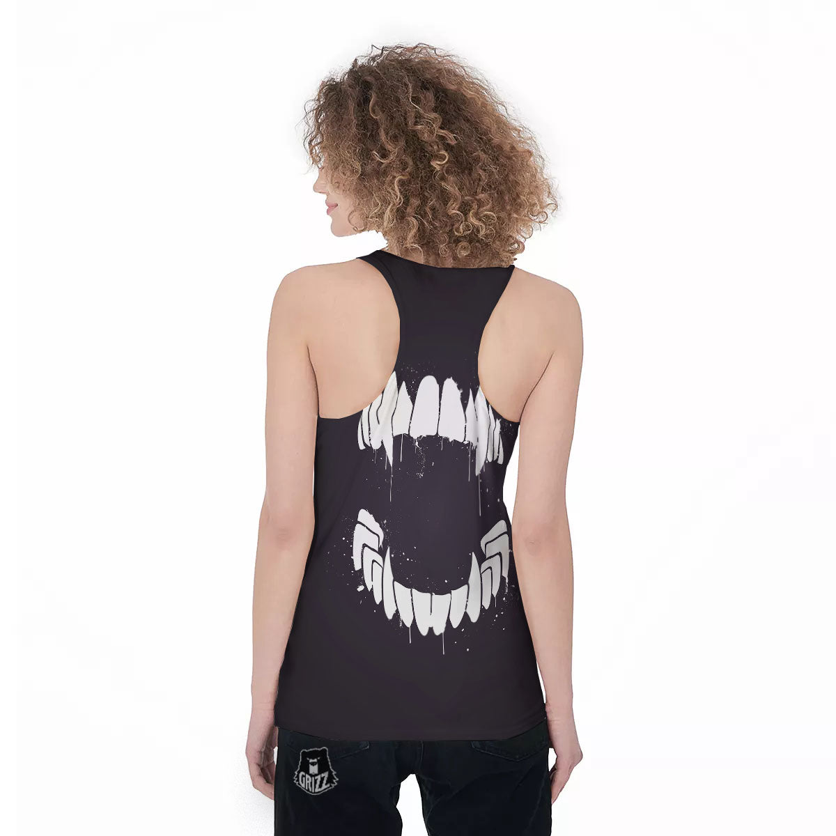 Dracula Fang Print Women's Racerback Tank Top-grizzshop